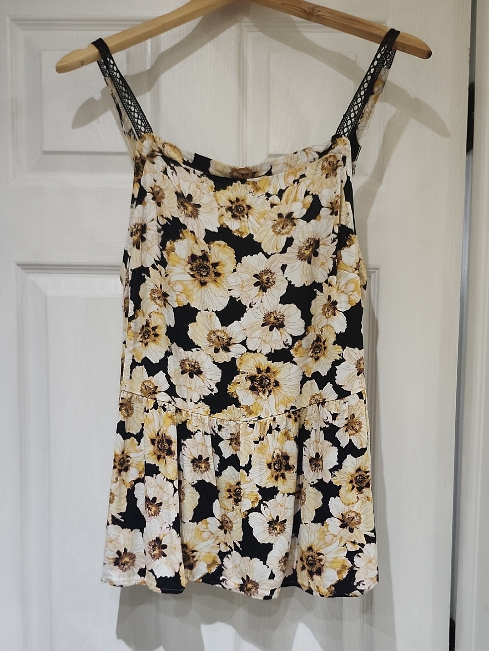 Maurices Black Tank Top with Yellow Floral Print